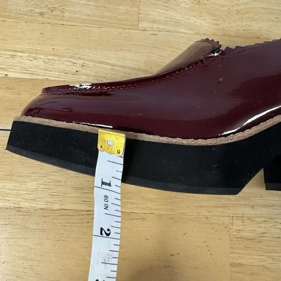 EILEEN FISHER Harria Loafers Platform Burgundy Red Patent Chunky Mod Festive 6