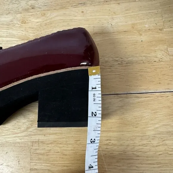 EILEEN FISHER Harria Loafers Platform Burgundy Red Patent Chunky Mod Festive 6