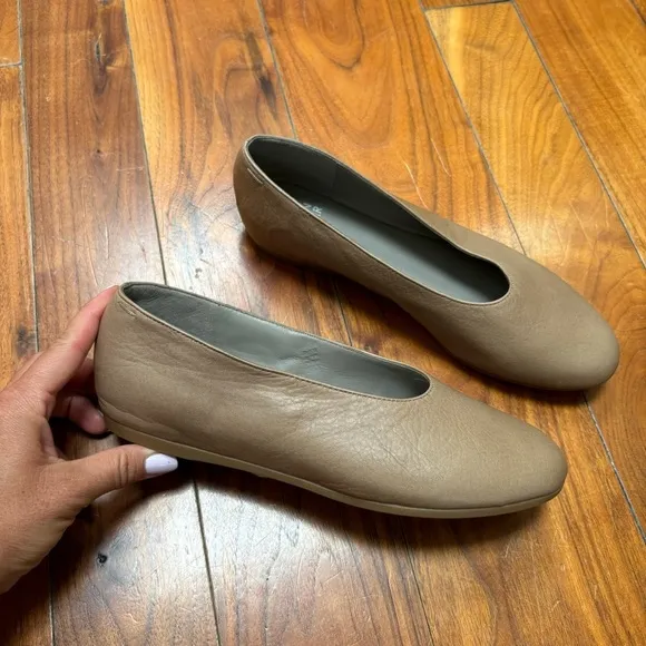 Eileen Fisher High Cut Slip On Ballet Flats in Nude Tan 6