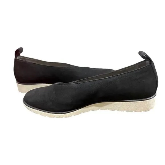 Eileen Fisher Humor Wedge Ballet Flattering V Shaped Upper Slip On Black Shoes