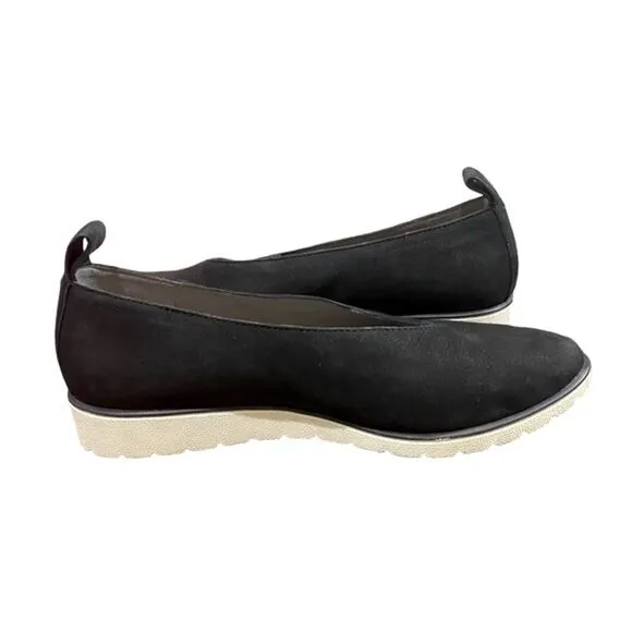 Eileen Fisher Humor Wedge Ballet Flattering V Shaped Upper Slip On Black Shoes