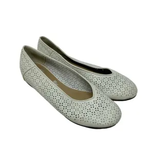 Eileen Fisher White Lasercut Leather Ballet Flats Size US 8.5