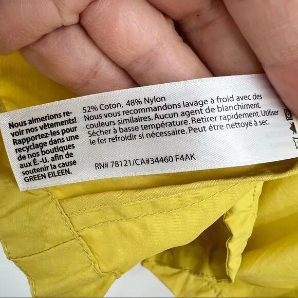 Eileen Fisher woman weather resistant Anorak yellow jacket coat lightweight S
