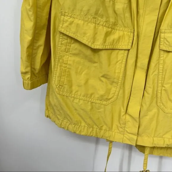Eileen Fisher woman weather resistant Anorak yellow jacket coat lightweight S
