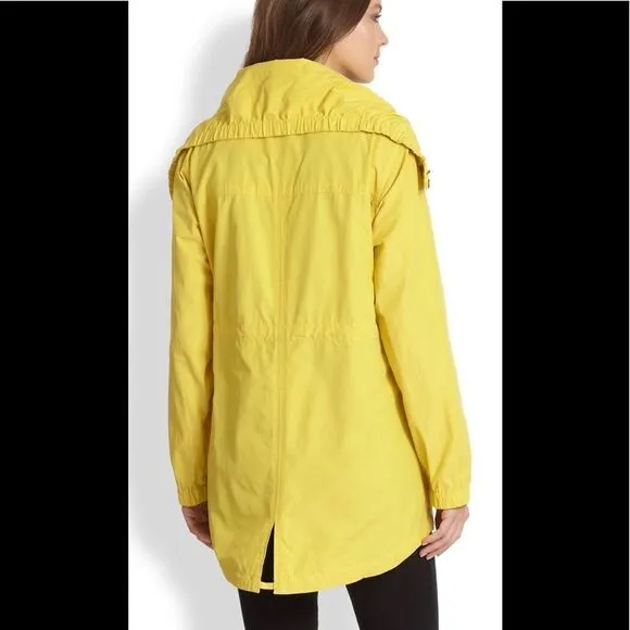 Eileen Fisher woman weather resistant Anorak yellow jacket coat lightweight S