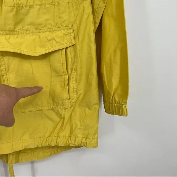 Eileen Fisher woman weather resistant Anorak yellow jacket coat lightweight S