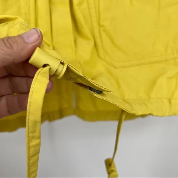 Eileen Fisher woman weather resistant Anorak yellow jacket coat lightweight S