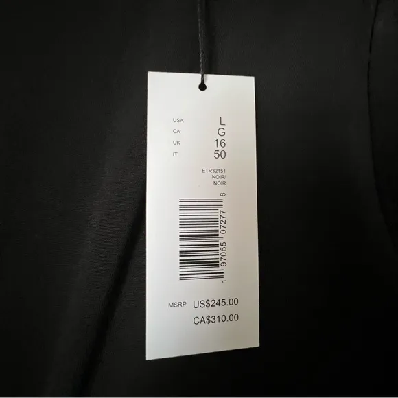 Elie Tahari Black Short Sleeve Midi Dress in Black Noir Sz Large. NWT $245