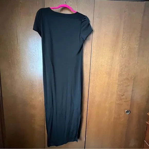 Elie Tahari Black Short Sleeve Midi Dress in Black Noir Sz Large. NWT $245