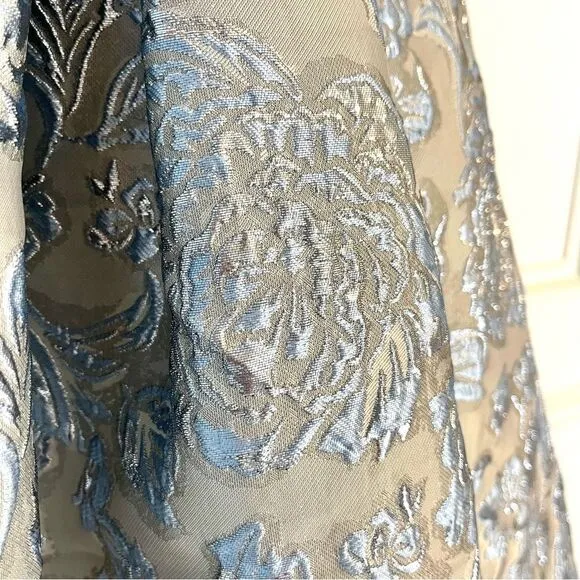 Eliza J Floral Brocade Sleeveless Fit and Flare Cocktail Dress Blue/Silver 4 NWT