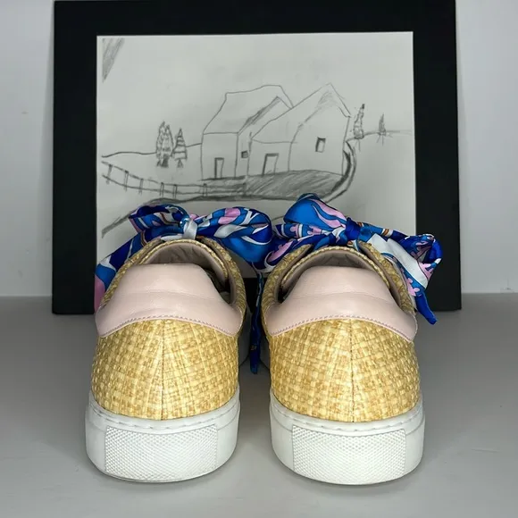 Emilio Pucci Woven Raffia Sneakers In Neutral tones. Women’s size US 10.5