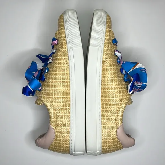 Emilio Pucci Woven Raffia Sneakers In Neutral tones. Women’s size US 10.5