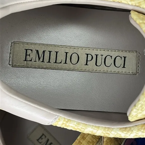 Emilio Pucci Woven Raffia Sneakers In Neutral tones. Women’s size US 10.5