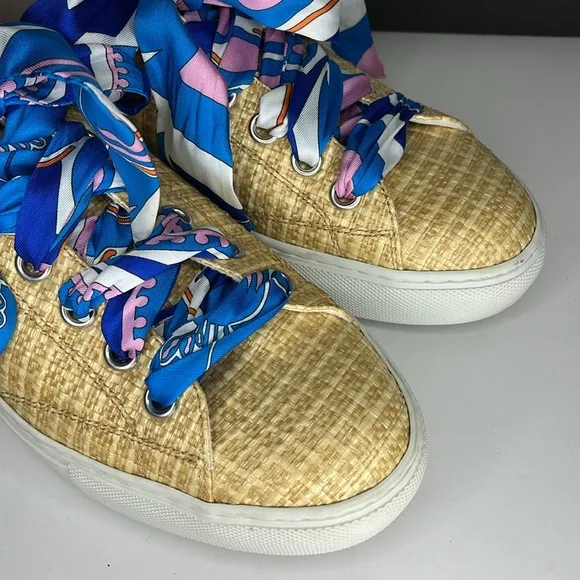 Emilio Pucci Woven Raffia Sneakers In Neutral tones. Women’s size US 10.5