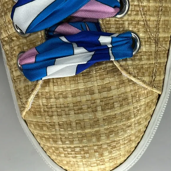 Emilio Pucci Woven Raffia Sneakers In Neutral tones. Women’s size US 10.5