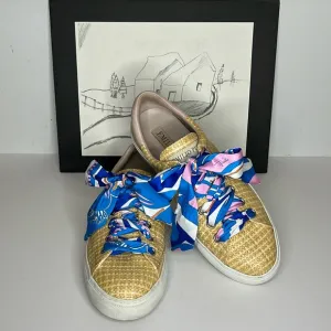 Emilio Pucci Woven Raffia Sneakers In Neutral tones. Women’s size US 10.5