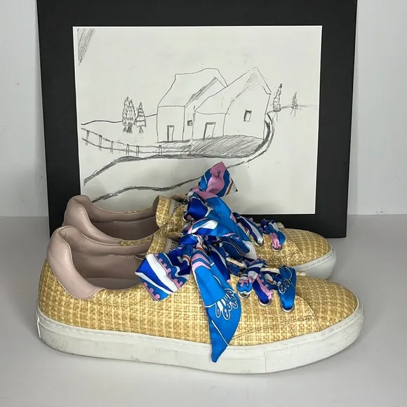 Emilio Pucci Woven Raffia Sneakers In Neutral tones. Women’s size US 10.5