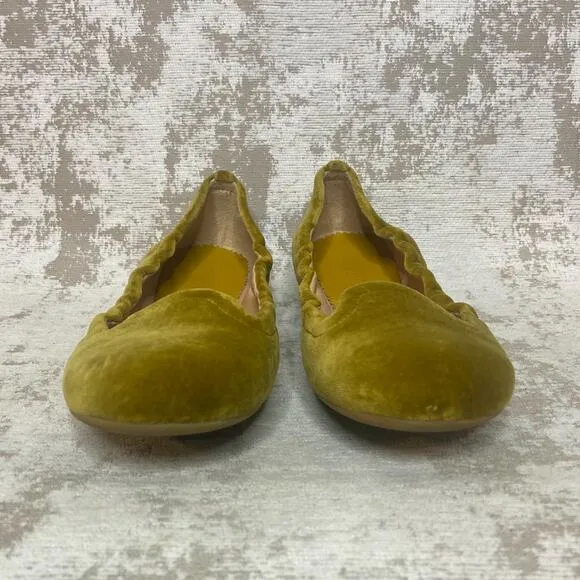 Emporio Armani Chartreuse Velvet Smoking Slipper Ballet Flats