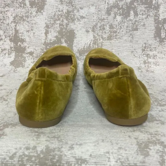 Emporio Armani Chartreuse Velvet Smoking Slipper Ballet Flats