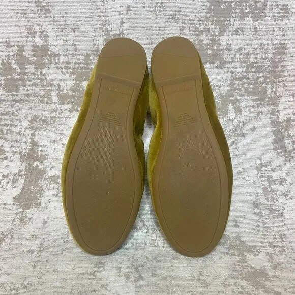 Emporio Armani Chartreuse Velvet Smoking Slipper Ballet Flats