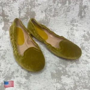Emporio Armani Chartreuse Velvet Smoking Slipper Ballet Flats