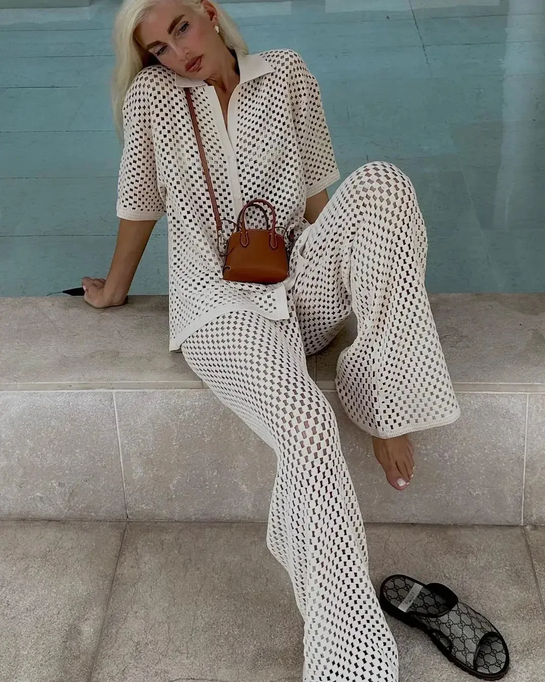Ensemble Blanc de Plage avec Pantalon