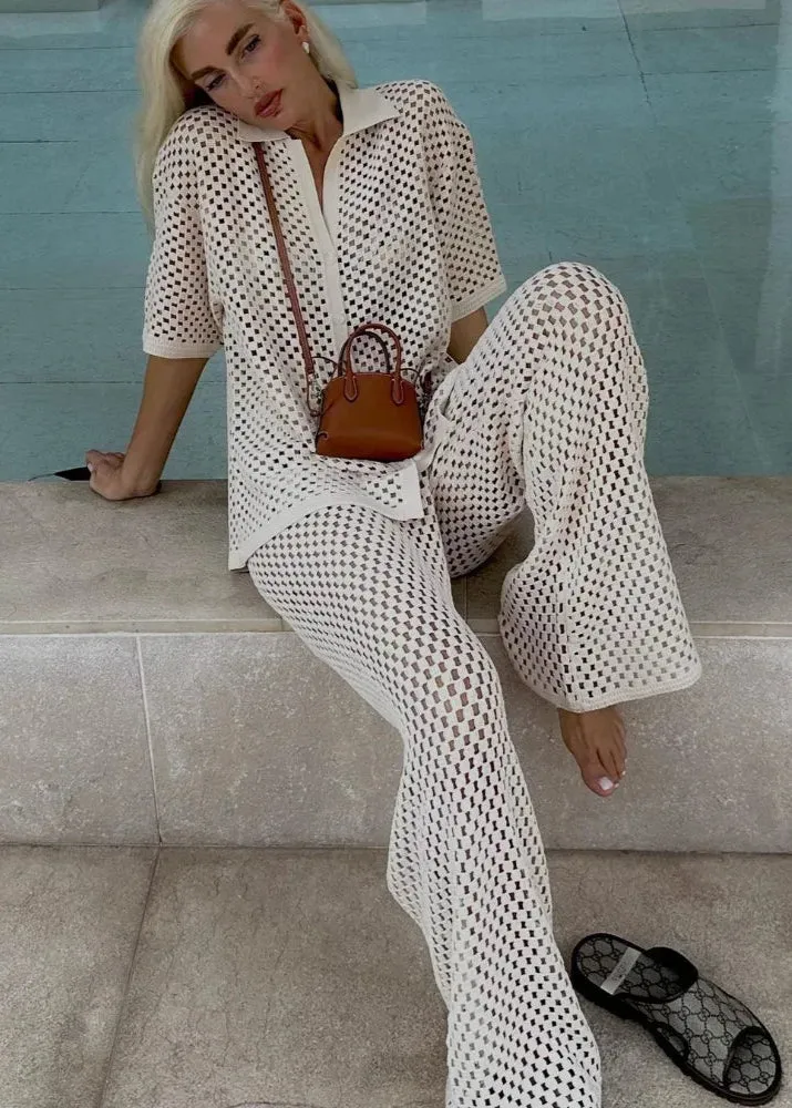 Ensemble Blanc de Plage avec Pantalon