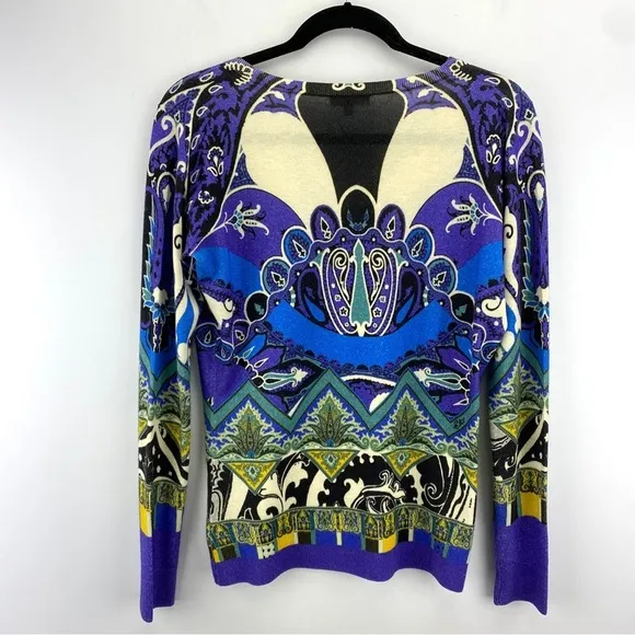 Etro Paisley V-Neck Multicolored Sweater size 46