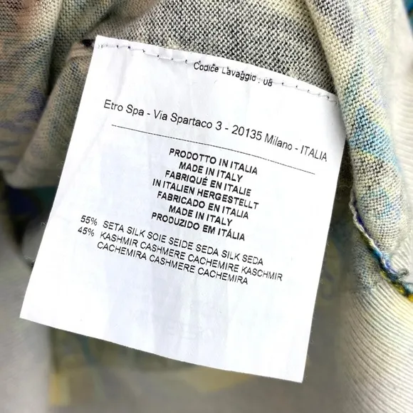 Etro Paisley V-Neck Multicolored Sweater size 46