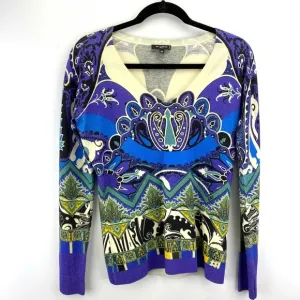 Etro Paisley V-Neck Multicolored Sweater size 46