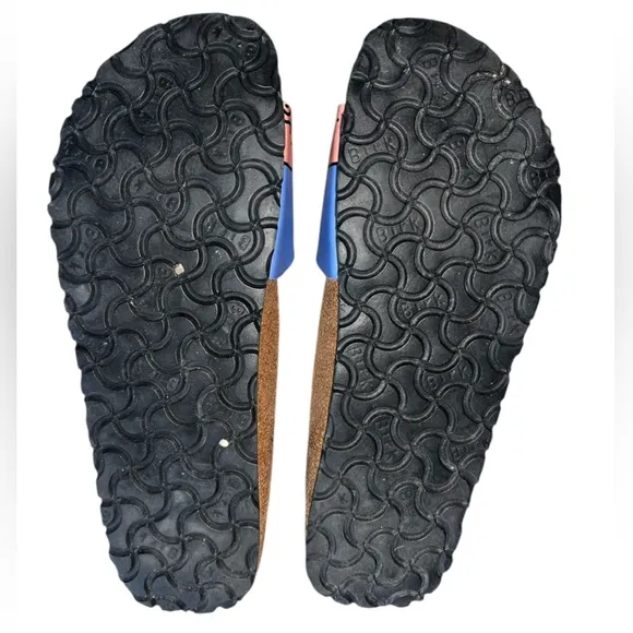 {EUC Birkenstock Birki’s Blue Leather Dog Weiner Dachshund Sandal Slides W8 EU39