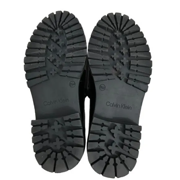 EUC Calvin Klein Women's Black Grant Slip-On Lug Sole Casual Loafer. Size 6.5