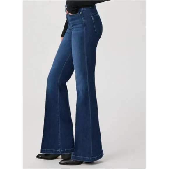 EUC Paige Genevieve High Rise Flare Dark Wash Jean Sz 26