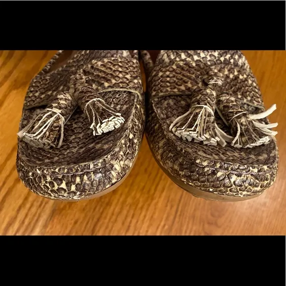 EUC Stuart Weitzman Snakeskin Loafers, Brown
