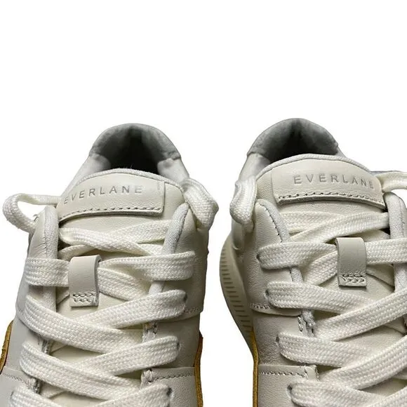 Everlane NWOB The Trainer Sneakers in Neutral Off White w Mustard Yellow Size 5