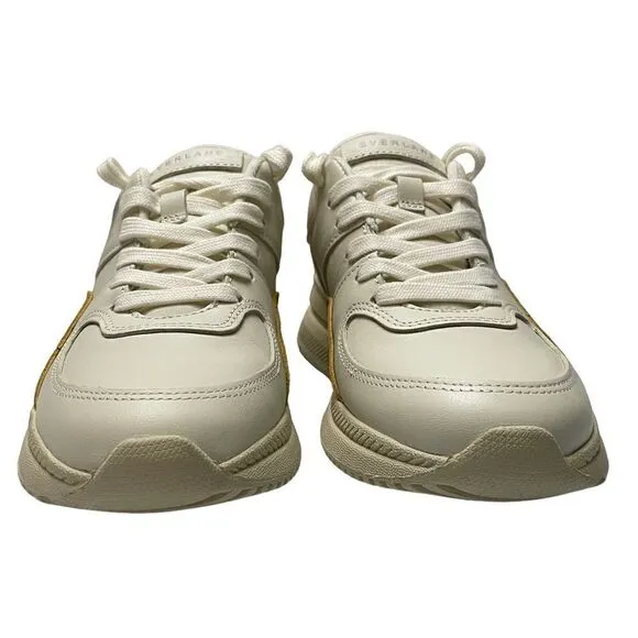 Everlane NWOB The Trainer Sneakers in Neutral Off White w Mustard Yellow Size 5