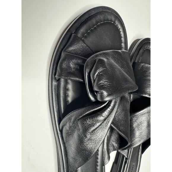 Everlane Size 9 The Day Twist Sandal In Black Leather Flat Slides Slip On NWOT