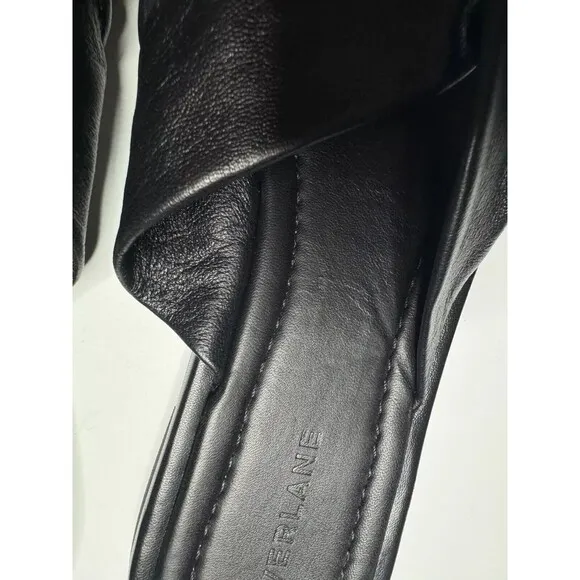 Everlane Size 9 The Day Twist Sandal In Black Leather Flat Slides Slip On NWOT
