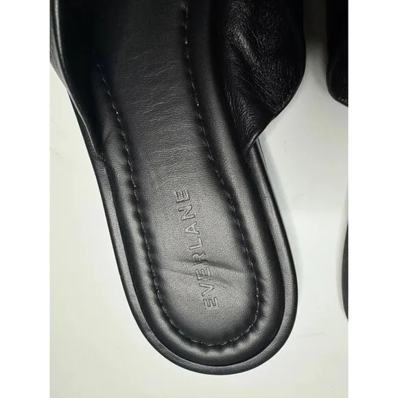 Everlane Size 9 The Day Twist Sandal In Black Leather Flat Slides Slip On NWOT