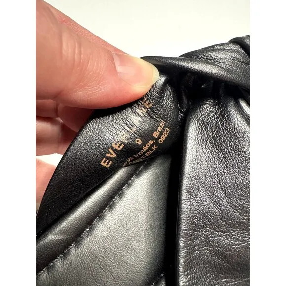 Everlane Size 9 The Day Twist Sandal In Black Leather Flat Slides Slip On NWOT
