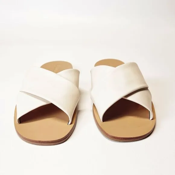 Everlane The Day Crossover Sandal Leather Slides in Cream Size 8.5 New