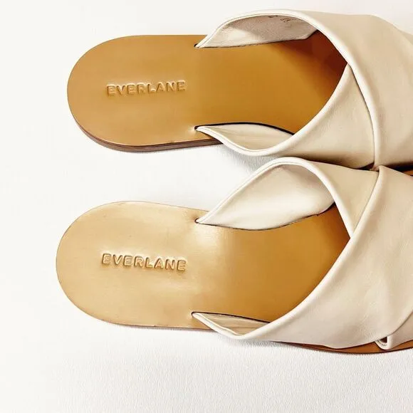 Everlane The Day Crossover Sandal Leather Slides in Cream Size 8.5 New