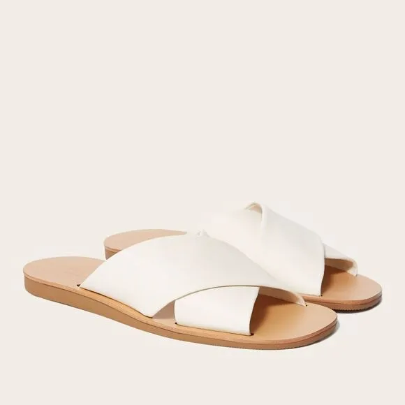 Everlane The Day Crossover Sandal Leather Slides in Cream Size 8.5 New