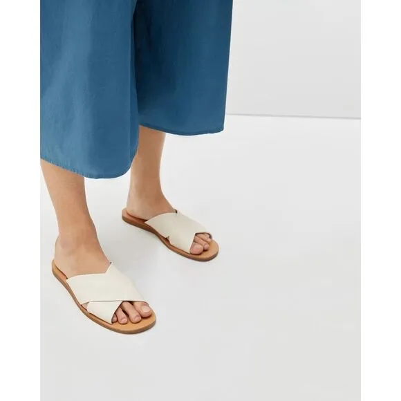 Everlane The Day Crossover Sandal Leather Slides in Cream Size 8.5 New