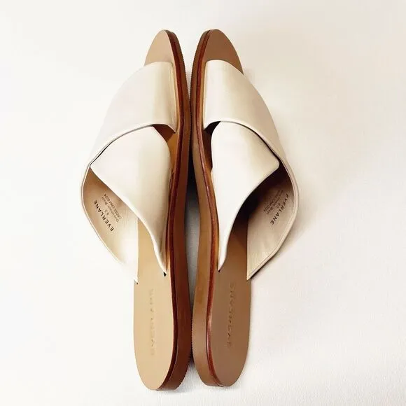 Everlane The Day Crossover Sandal Leather Slides in Cream Size 8.5 New