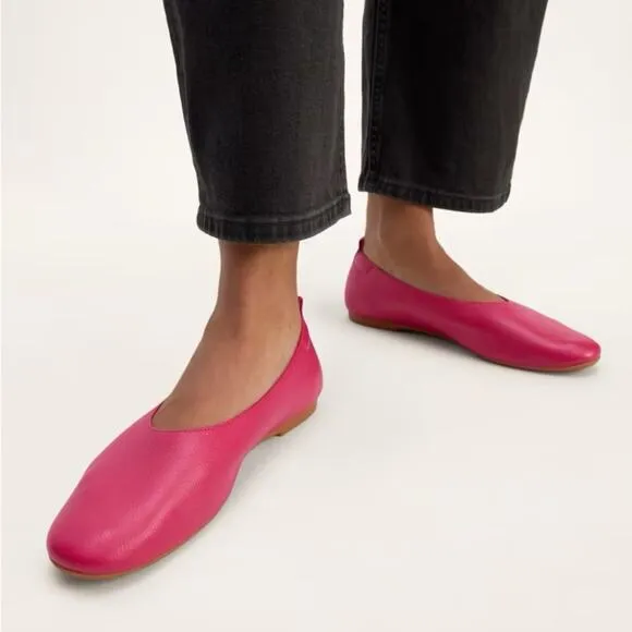 EVERLANE The Italian Leather Day Glove Pink Red Currant Flats Slip On 5.5 NEW