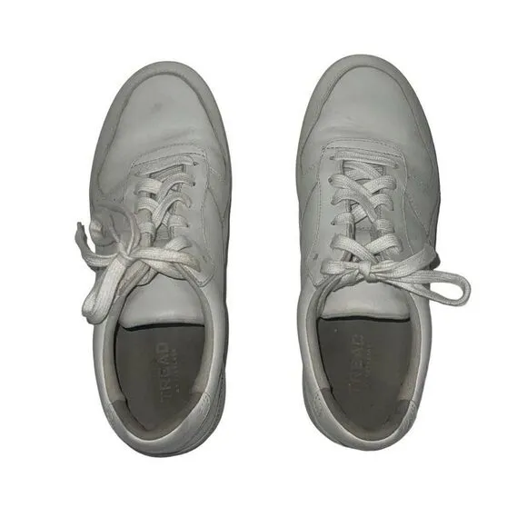 Everlane Tread ReLeather Court Sneakers White Leather Low Laces Sz 8.5 Women