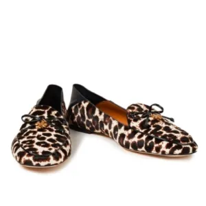 Excellent Condition! TORY BURCH Leopard Print Genuine Calf Hair Loafers/Mules
