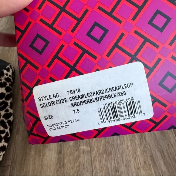 Excellent Condition! TORY BURCH Leopard Print Genuine Calf Hair Loafers/Mules