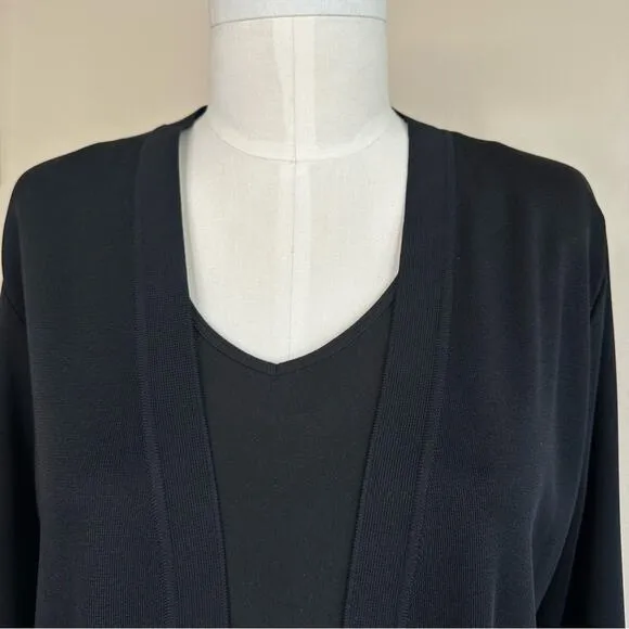 EXCLUSIVELY MISOOK Open Front Black CardiganSweater Tunic Vintage Womens Size S